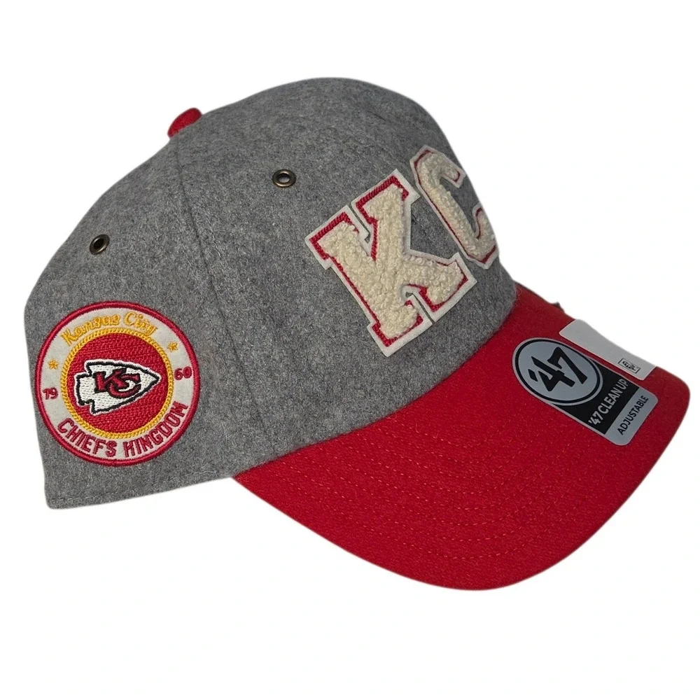 Stoney‎ Clover 47 Brand Kansas City Chiefs Hat Gray Red Wool Adjustable OSFA New